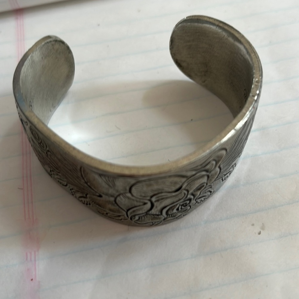 SALISBURY PEWTER CUFF BRACELET, ROSE FOR THE MONTH OF JUNE,